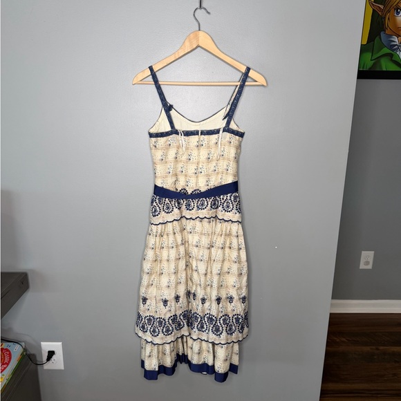 Beau James Palm Desert California Vintage 1970s Prairie Eyelet Floral Midi - Picture 3 of 11